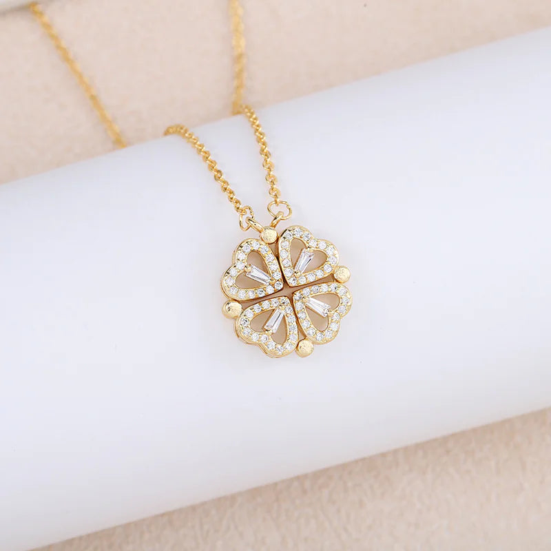 Heart-to-Heart Four-Leaf Clover Necklace