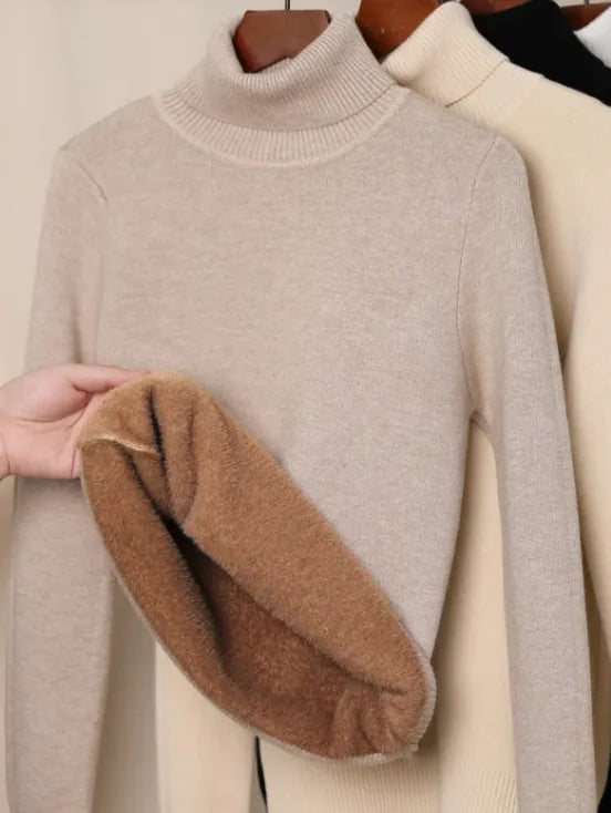 Fleece-lined Turtleneck Sweater