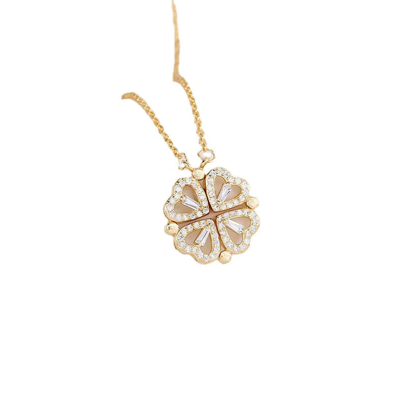 Heart-to-Heart Four-Leaf Clover Necklace